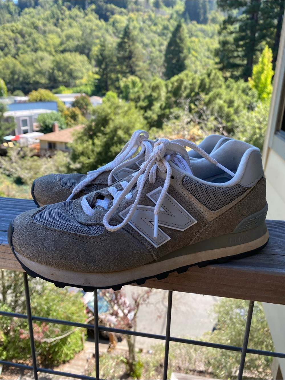 New Balance 574 Core Grey White Sneakers Womens Size 8.5